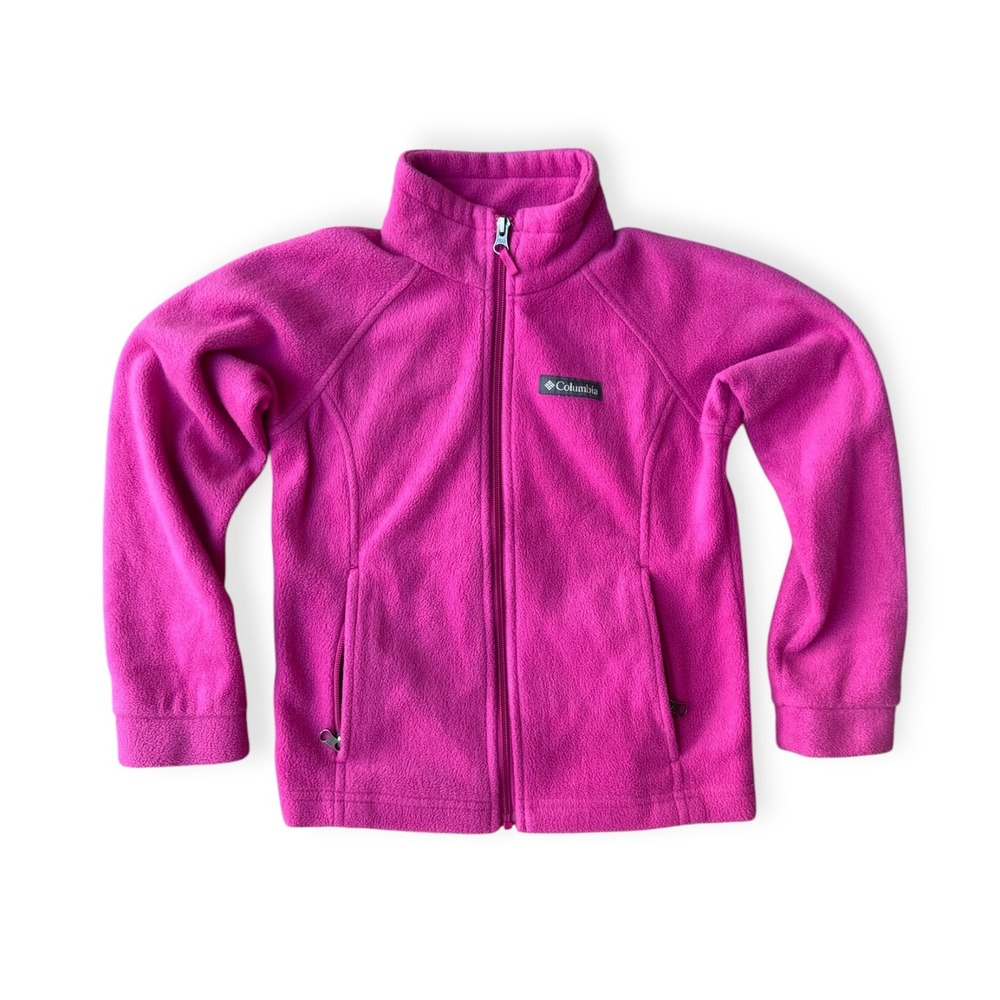Columbia Girls Benton Springs Full Zip Fleece Jacket Pink Small (7/8)